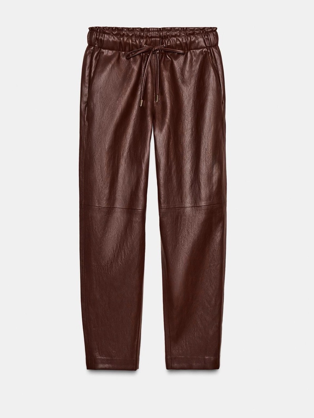 Zara Brown Faux Leather Jogger Pants